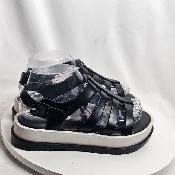 Melissa Flox III Women's Shoes Size 7 Jelly Flat Black/White Platform Sandals - Picture 2 of 8